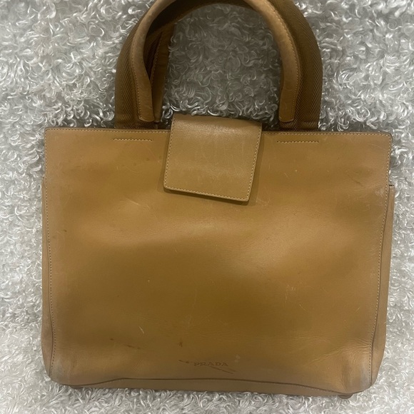 PRADA CITY Light TAN VITELLO Leather Top Handle Bag - Picture 1 of 16